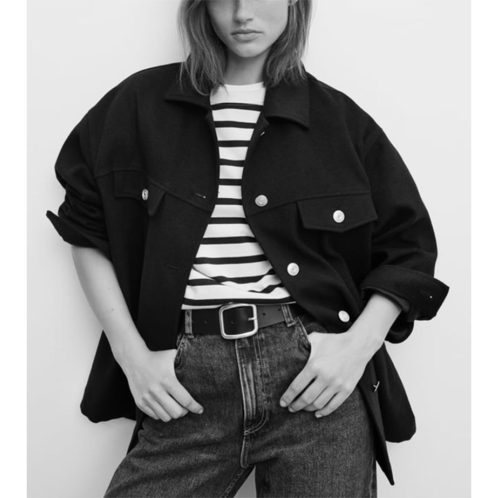 NEW Zara Wool Gold Button Shacket/Shirt Jacket S,L - Picture 2 of 5